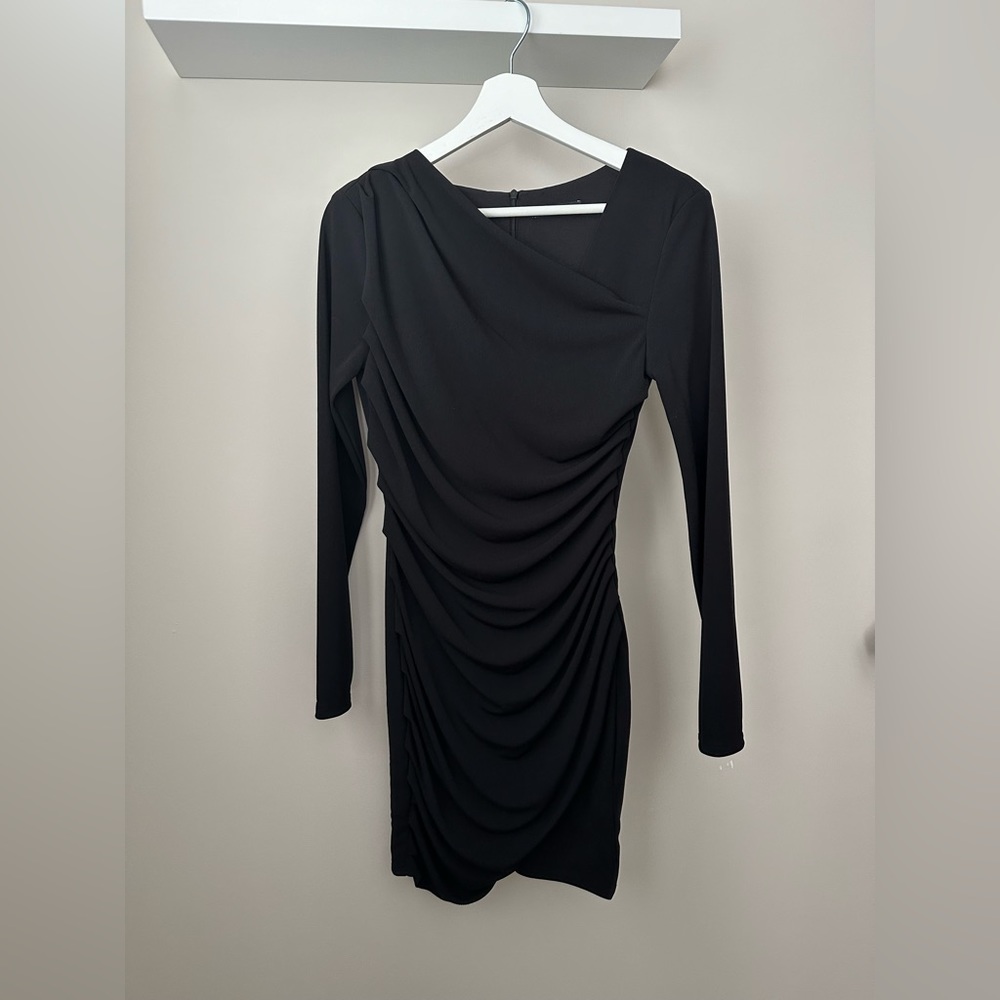 Zara medium black long sleeve rouching dress